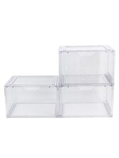 Mainstays 3 Pack Stackable Clear Glossy Plastic Drop Front Shoe Organizer 1 Tier picture