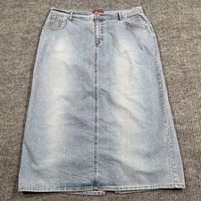 VTG Sharon Anthony Skirt Womens 18W Blue Denim Maxi Long Slit Pleated Pockets picture