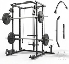 Power Cage Smith Machine Dual Pulley Power Rack for Squat Bench Press Pull-Up picture