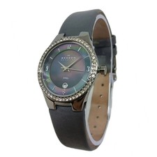 Skagen Women's Black MOP Dial Leather Strap Quartz Watch 630SMLM picture