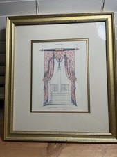 Antique 19th Century French Print Interior Curtain Styles In 17x15 Gold Frame picture