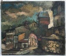 Olivier Foss Oil Painting Paris Cityscape, Wonderfully Dark Depiction 18x22