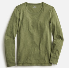 J.Crew Women's Green Vintage Cotton Crew Neck Long Sleeve T-Shirt XXS $39.50 picture