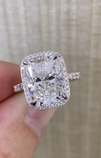 RARE 4.45 Ct Treated Round Cut White Diamond Solitaire Ring 925 Silver Certified picture
