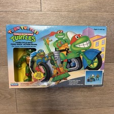 1992 Teenage Mutant Ninja Turtles TMNT TOON CYCLE w/ RAPH Figure Playmates picture