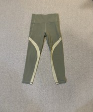 Athleta Leggings Womens Small Green Salutation Stash Pocket 7/8 Ankle Pockets picture