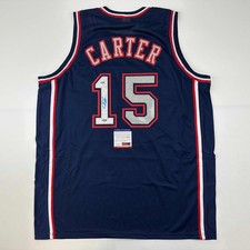 Autographed/Signed Vince Carter New Jersey NJ Navy Blue Jersey PSA/DNA COA picture