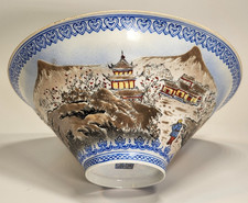 Chinese Eggshell Porcelain Hand Painted Dragon Bowl Scenic Winter Landscape picture