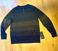 Lululemon Men's Textured Knit Merino Crewneck Colorblock Sweater XL picture