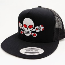 Outlaws MC Skull And Pistons Direct Embroidery Black Yupoong Flat Bill Snapback picture