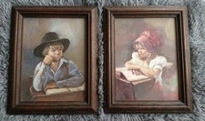 Framed Portrait Art Prints Set - Amish 1980's vintage, Large cottage grandma  picture
