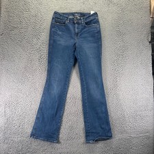 Chico's Jeans Womens 4 Blue Cotton Denim Flared Faded Workwear Travel Stretch picture