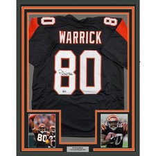 Framed Autographed/Signed Peter Warrick 35x39 Cincy Black Jersey BAS COA picture