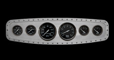 1932 Ford Aviation 6 Gauge Aluminum Dash Insert + Silver Frame + Silver Rivets picture