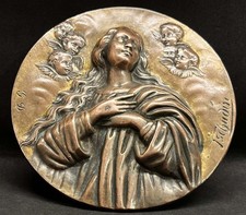 by Tschudin France antique Virgin Mary & Cherubs high relief plaque Size: 10 cms picture