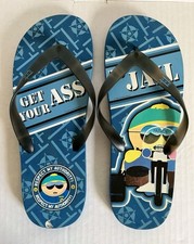 Vintage South Park Flip Flops Thongs Sandals Men's 9/10 Cartman Police 2005 RARE picture