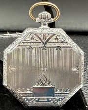 Vintage 1923 Elgin Art Deco P.W. Octagonal “Spartan” engraved case running picture