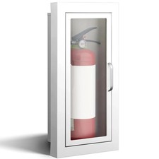Zonon 2 Pack Semi Recessed Fire Extinguisher Cabinet Steel Wall Mount White picture