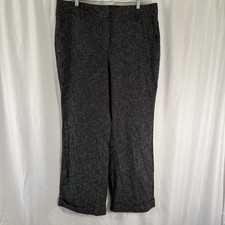 New Talbots Wide Leg Pants Women's 16 Grey Cotton Blend Flat Front Pockets picture