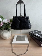 (Rare) Vivienne Westwood Gamaguchi Leather Handbag Orb Motif Black F/S JP picture