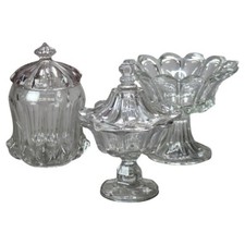 Three Antique Pressed Glass Pieces 19thC picture