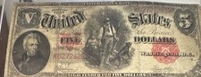 1917 $5 United States Note Large Size Legal Tender Banknote Circulated picture