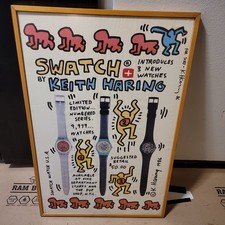 1986 KEITH HARING SWATCH WATCH USA RARE SIGNED VINTAGE PROMOTION POSTER 36x25in picture