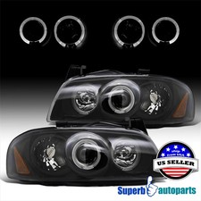 Fit 2004-2006 Sentra 04-06 Halo Projector Headlights Head Lamp Black Pair picture