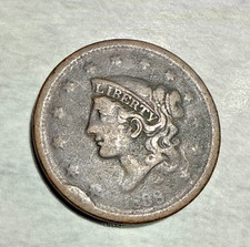 1838 Coronet Head Large Cent Grade G-4 (Good 8) VHTF picture