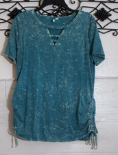 Cato Women's Top Size M Short Sleeve Green Round Neck picture