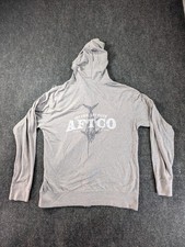 AFTCO Pullover Hoodie Mens Medium Gray Fishing Graphic Lightweight Drawstring picture