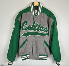 Starter Vintage 90s Boston Celtics Varsity Jacket NBA Wool Mens M Gray Green picture