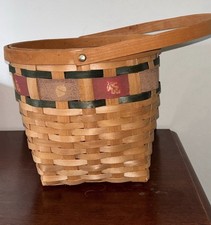 Vintage Large Rustic Wicker Wood Woven Basket with Handle Farmhouse Decor picture
