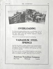 1917 Ad American Vanadium Co Vanadium Steel Springs Eliminate Overload Failure picture