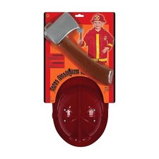 Brave Firefighter Helmet with Axe Pretend Dress-up Fireman Hero Play Set picture