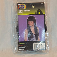 NEW Totally Ghoul 1970s Singer Straight Black Wig, One Size Costume Accessory picture