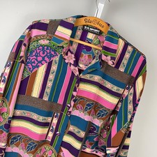 S.G. Sport Collection Shirt Top Blouse Womens L/XL? Vintage Patchwork Print Bold picture