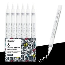 Grabie 6 White Acrylic Paint Markers, 0.7mm 0.7mm, 6 Markers picture