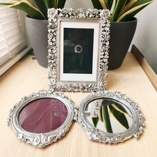 Elias Fine Pewter Contains Silver Picture Frame Mirror - 4 x 6 #2416, (2) #1450 picture