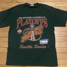 Rare 90s Seattle Supersonics 1996 NBa Playoffs T Shirt Retro Tee HN1833 picture
