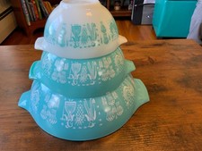 3 Vintage Pyrex Amish Butterprint Cinderella Turquoise picture
