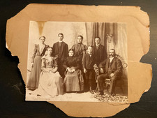 Antique Large Family Portrait Identified Group Photo Men Women 10.5x14 picture
