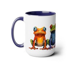Vibrant Multicolor Frogs Coffee Cup 15 oz Ceramic | 5 Colors picture