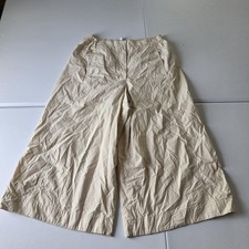 COS Pants Womens 14 Beige Wide Leg Cropped Elastic Waist Twill Summer Casual picture