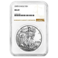 2005 $1 American Silver Eagle NGC MS69 Brown Label picture