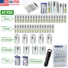 47Pcs Rechargeable Battery Box : 9V+AAA+AA Battery+C D Size Adapter+Flashlight picture