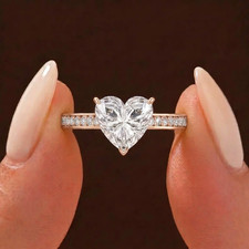 IGI Certified 2.15CT Heart Cut Lab Grown Diamond 14K Rose Gold Engagement Ring picture