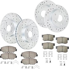 Front Rear Brake Kit for 2.4L Accord Drilled Slotted Rotors Ceramic Pads picture