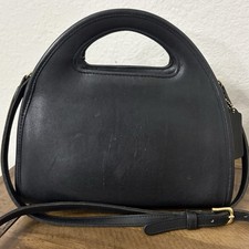 COACH Vintage 9942 Carousel Black Crossback Top Handle Half Moon Bag Rare picture