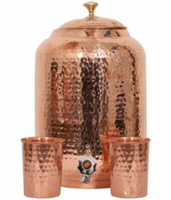 100% Pure Copper Water Dispenser Pitcher Pot 4L With 2 Serving Tumbler picture